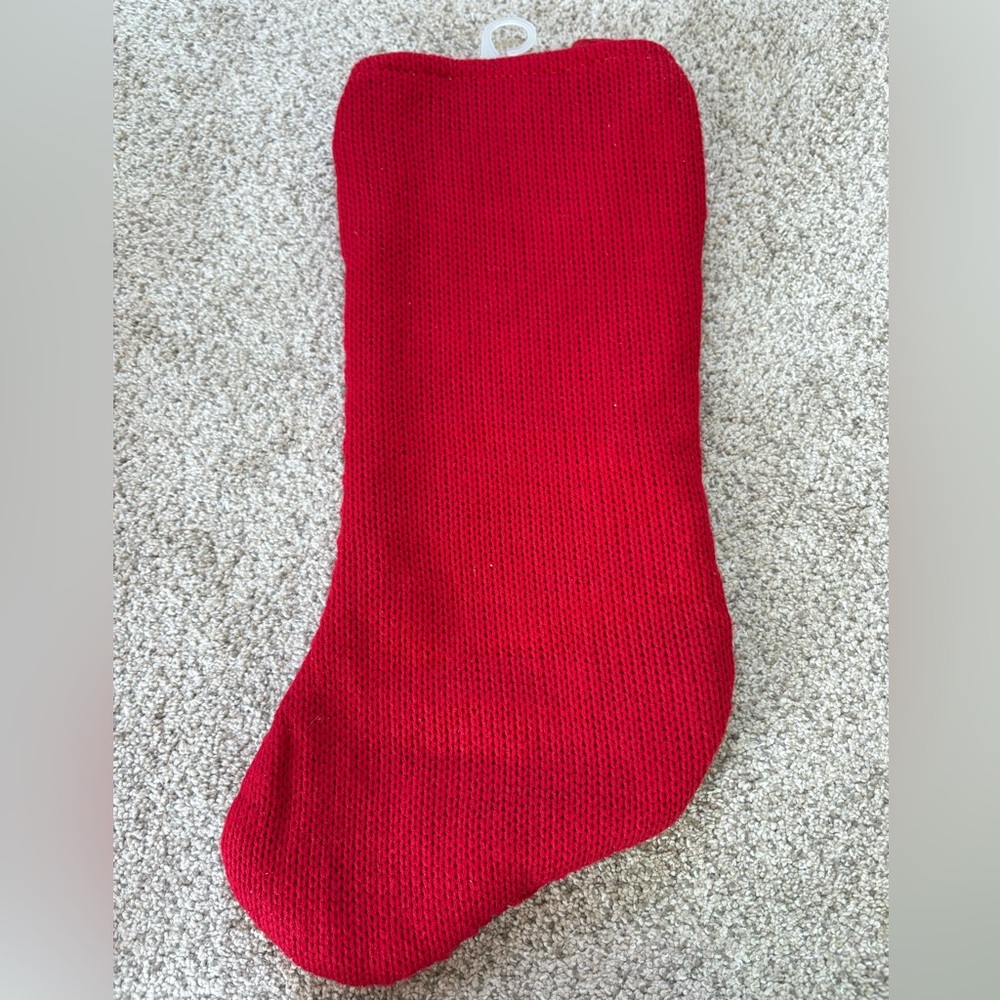 Red Knit Christmas Stocking with Initial 'S', never used - Picture 2 of 3